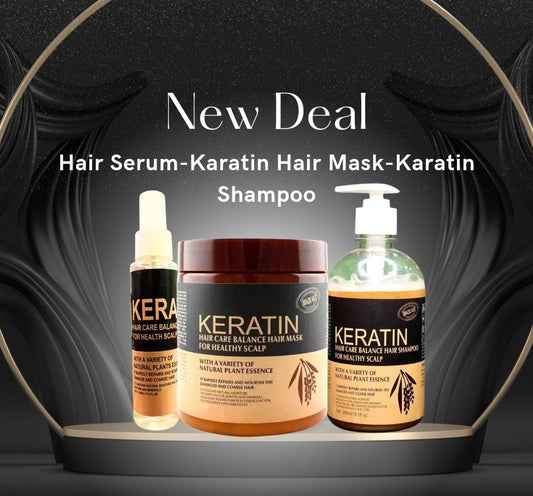 (New Deal) Pack Of 3 Items| Keratin Hair Mask | Karatin Shampoo| Karatin Hair Serum|